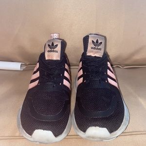 Worn Black Adidas Girls Sneakers